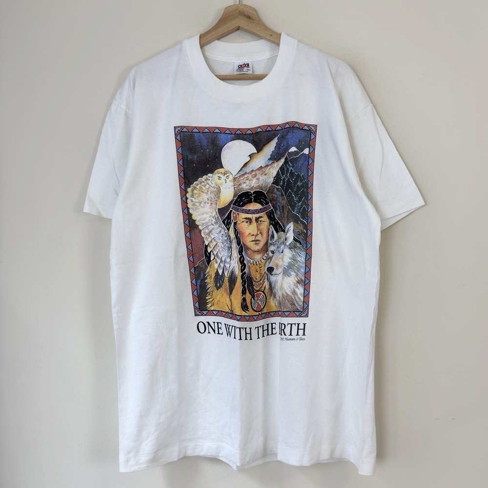 Vintage The Mountain Native American Wolf Animal Nature White Tee Shirt - XL